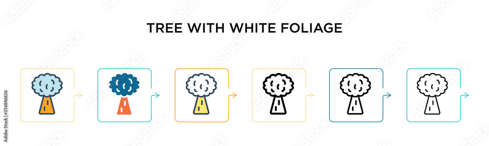 Poster tree with white foliage vector icon in 6 different modern styles. black, two colored tree with white