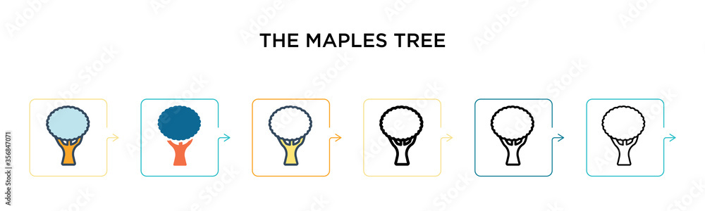 Poster the maples tree vector icon in 6 different modern styles. black, two colored the maples tree icons d