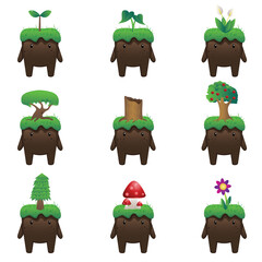 Fototapeta premium set of cartoon trees