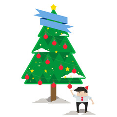 christmas tree with a man