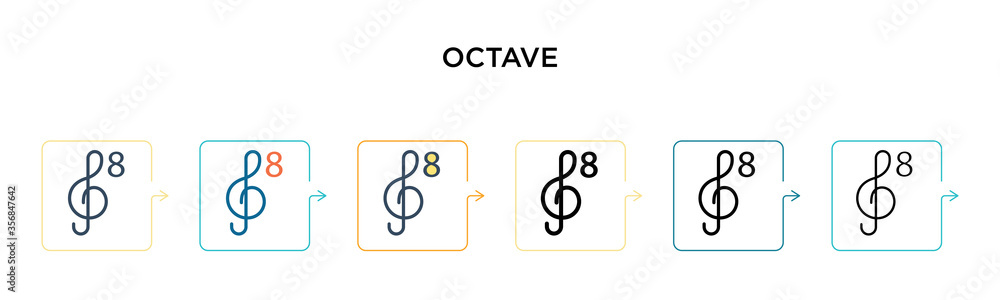 Poster octave vector icon in 6 different modern styles. black, two colored octave icons designed in filled,