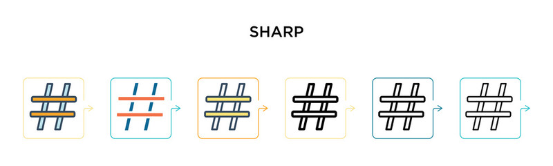 Sharp vector icon in 6 different modern styles. Black, two colored sharp icons designed in filled, outline, line and stroke style. Vector illustration can be used for web, mobile, ui