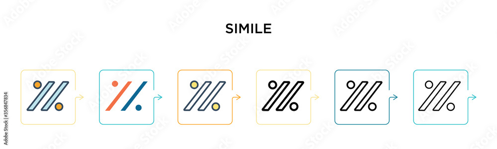 Poster simile vector icon in 6 different modern styles. black, two colored simile icons designed in filled,