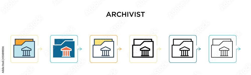 Poster archivist vector icon in 6 different modern styles. black, two colored archivist icons designed in f