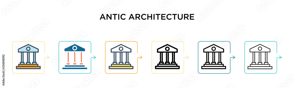 Aufkleber antic architecture vector icon in 6 different modern styles. black, two colored antic architecture i