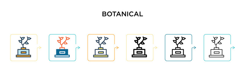 Botanical vector icon in 6 different modern styles. Black, two colored botanical icons designed in filled, outline, line and stroke style. Vector illustration can be used for web, mobile, ui