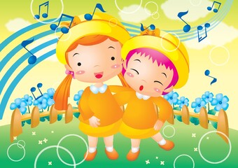 Fototapeta premium girls singing a song