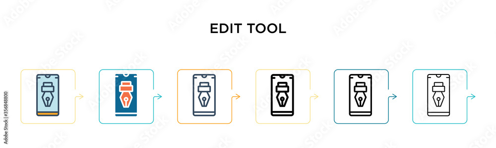 Poster edit tool vector icon in 6 different modern styles. black, two colored edit tool icons designed in f