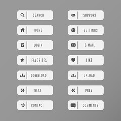 Vector set long white button icon web.