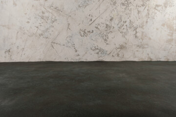 Image of textural table in front of abstract blurred background. Empty textural table platform over background for present product. Copy space.