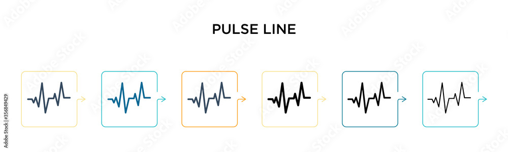 Aufkleber pulse line vector icon in 6 different modern styles. black, two colored pulse line icons designed in