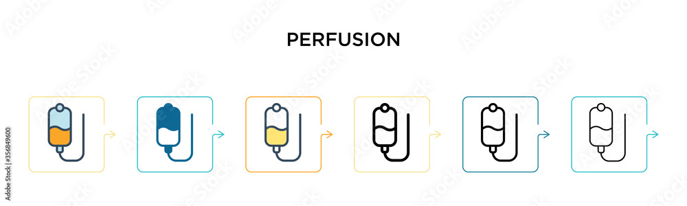 Poster perfusion vector icon in 6 different modern styles. black, two colored perfusion icons designed in f