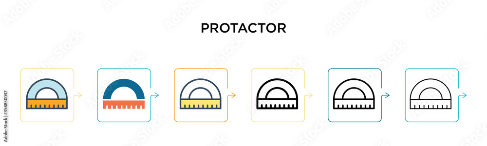 Aufkleber protactor vector icon in 6 different modern styles. black, two colored protactor icons designed in f