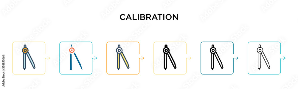 Poster calibration vector icon in 6 different modern styles. black, two colored calibration icons designed 