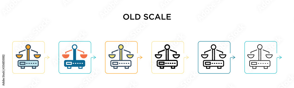 Aufkleber old scale vector icon in 6 different modern styles. black, two colored old scale icons designed in f