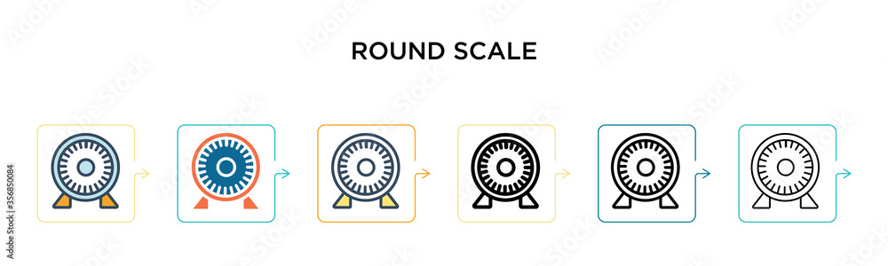 Aufkleber round scale vector icon in 6 different modern styles. black, two colored round scale icons designed 