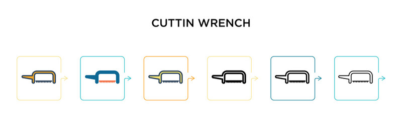 Cuttin wrench vector icon in 6 different modern styles. Black, two colored cuttin wrench icons designed in filled, outline, line and stroke style. Vector illustration can be used for web, mobile, ui