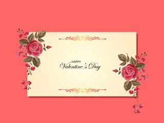Happy Valentine’s day floral card letter/flower in bloom on pink background. For Valentines, Wedding, Mother’s and birthday invitation greeting card design.