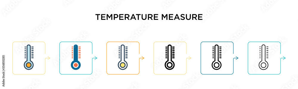 Poster temperature measure vector icon in 6 different modern styles. black, two colored temperature measure