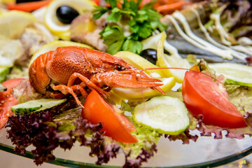 red boiled crab on the holiday tabl
