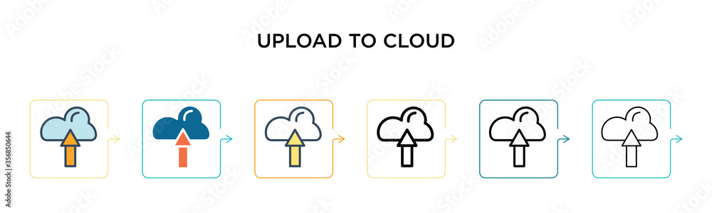 Aufkleber upload to cloud vector icon in 6 different modern styles. black, two colored upload to cloud icons d
