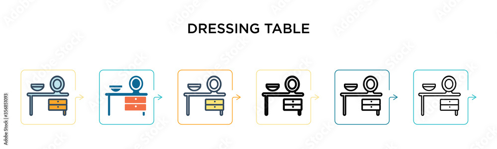Poster dressing table vector icon in 6 different modern styles. black, two colored dressing table icons des