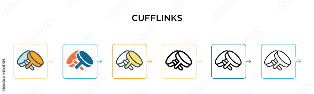 Poster cufflinks vector icon in 6 different modern styles. black, two colored cufflinks icons designed in f