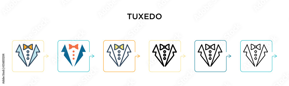 Aufkleber tuxedo vector icon in 6 different modern styles. black, two colored tuxedo icons designed in filled,
