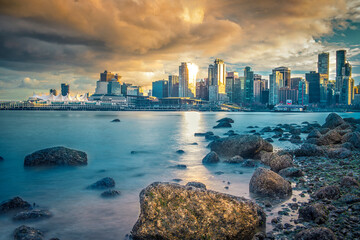 Downtown Vancouver-Canada - view from Stanley Park - obrazy, fototapety, plakaty