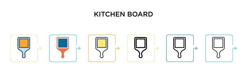 Kitchen board vector icon in 6 different modern styles. Black, two colored kitchen board icons designed in filled, outline, line and stroke style. Vector illustration can be used for web, mobile, ui