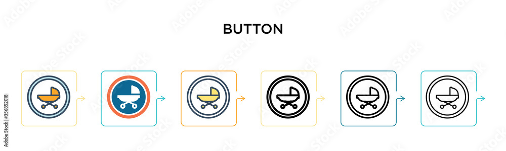 Poster button vector icon in 6 different modern styles. black, two colored button icons designed in filled,