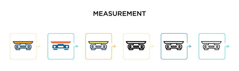 Measurement vector icon in 6 different modern styles. Black, two colored measurement icons designed in filled, outline, line and stroke style. Vector illustration can be used for web, mobile, ui