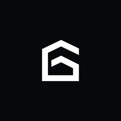 Logo design of G GG in vector logo for construction, home, real estate, building, property. Minimal awesome trendy professional logo design template on black background.