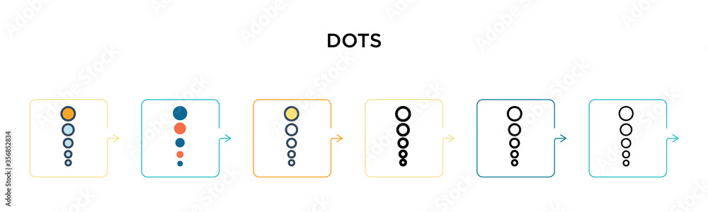 Poster dots vector icon in 6 different modern styles. black, two colored dots icons designed in filled, out