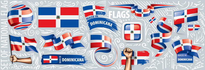Vector set of the national flag of Dominicana in various creative designs