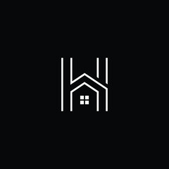 Logo design of H HH in vector logo for construction, home, real estate, building, property. Minimal awesome trendy professional logo design template on black background.