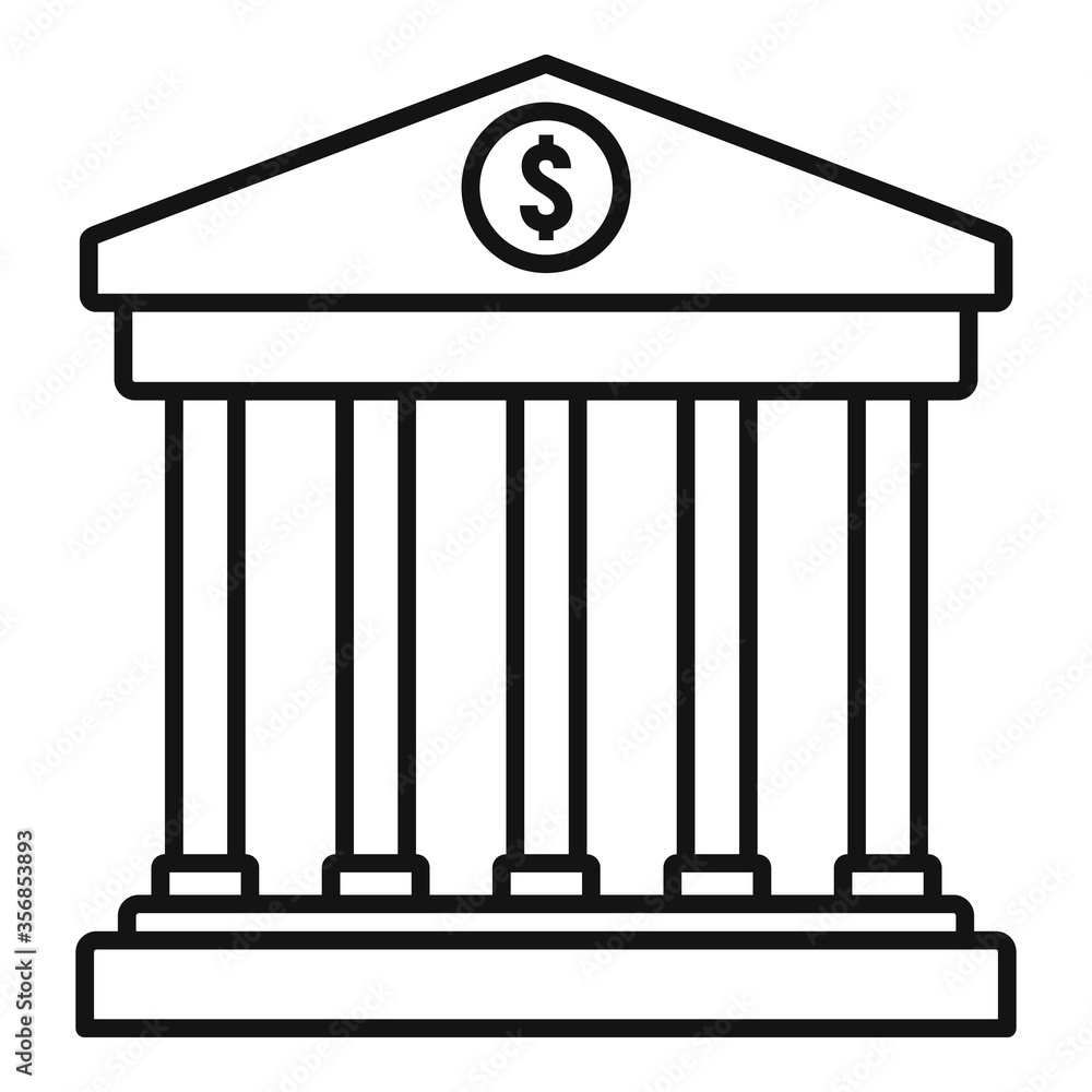 Poster bank building icon. outline bank building vector icon for web design isolated on white background