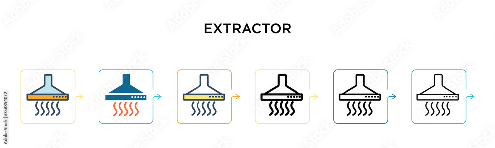 Poster extractor vector icon in 6 different modern styles. black, two colored extractor icons designed in f