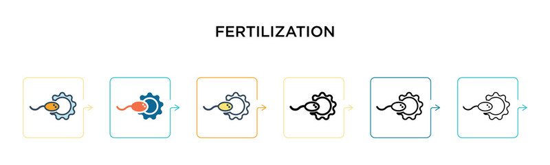 Fertilization vector icon in 6 different modern styles. Black, two colored fertilization icons designed in filled, outline, line and stroke style. Vector illustration can be used for web, mobile, ui