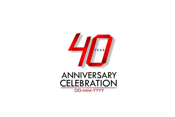 Fototapeta premium 40 years anniversary, Red Dark Contour color with Speedy Design minimalist logo vector illustration on white background - Vector