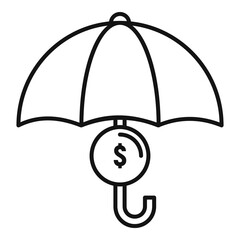 Finance umbrella icon. Outline finance umbrella vector icon for web design isolated on white background