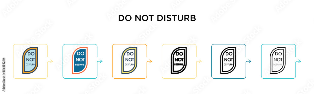 Poster do not disturb vector icon in 6 different modern styles. black, two colored do not disturb icons des