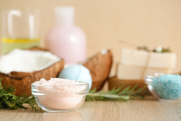 Fototapeta na wymiar Natural ingredients for cosmetics on table