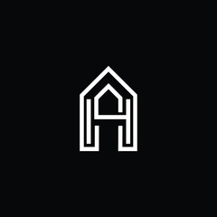 Logo design of H HA AH in vector logo for construction, home, real estate, building, property. Minimal awesome trendy professional logo design template on black background.