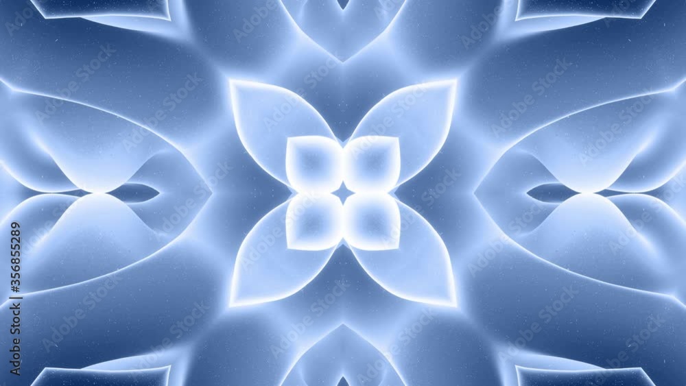 Poster 3d abstract shape like star or flower, symmetrical structure of black blue velvet material intersper