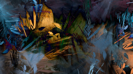 Abstract textured painting landscape