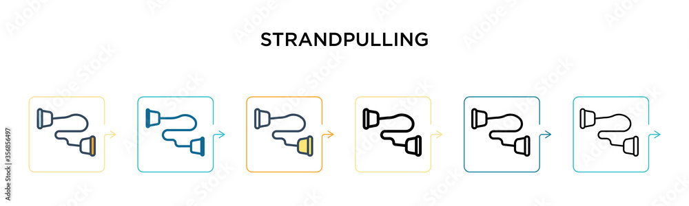 Poster strandpulling vector icon in 6 different modern styles. black, two colored strandpulling icons desig