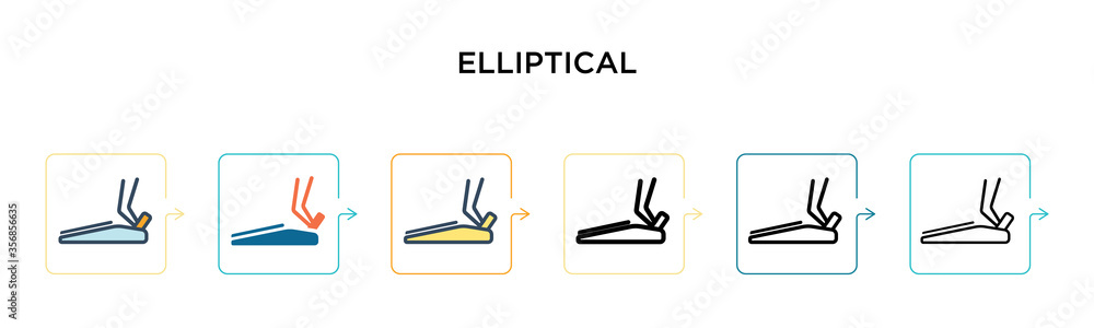 Poster elliptical vector icon in 6 different modern styles. black, two colored elliptical icons designed in