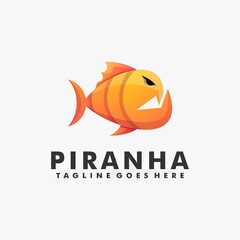 Vector Logo Illustration Piranha Gradient Colorful Style.