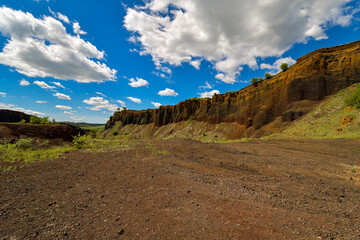 View of volcanic crater in Racos village, Brasov county, Romania